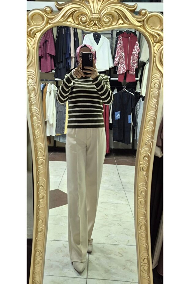 Çizgili Triko kazak - 3