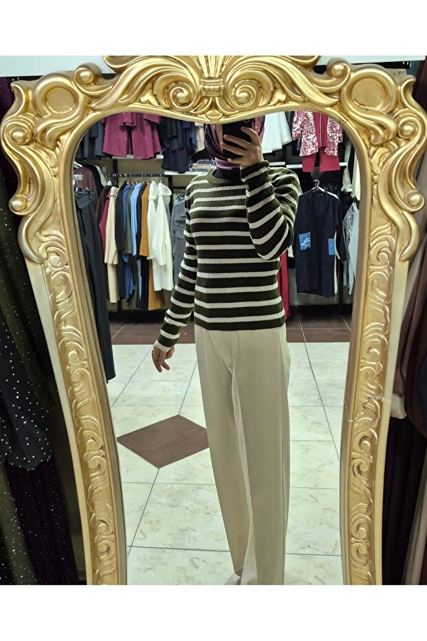 Çizgili Triko kazak - 2