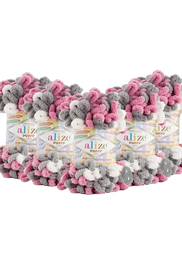 7 Pieces - Puffy Color 6070 Baby Blanket Yarn Set - Hand Knitting Yarn - 90X90Cm
