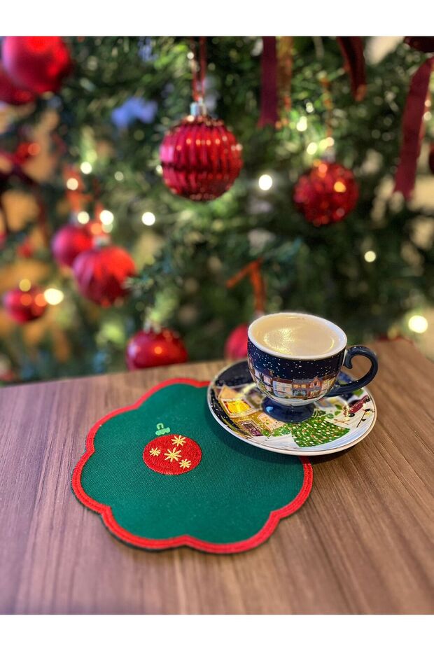 New year's ball theme embroidered coffee side cocktail linen presentation napkin coaster single