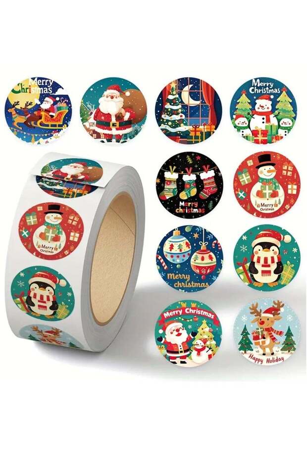 Christmas Roll Stickers, 500 Sheets Decorative Seals for Notebook, Gifts & Envelopes