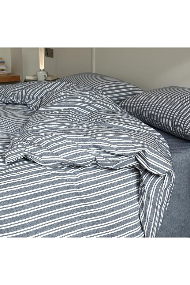 ملاءة سرير مطاطية فردية من Slate Line + غطاء وسادة - 2