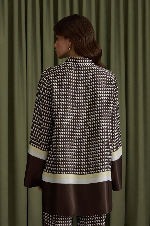 تونيك فيسكون منقوش باللون البني - 6