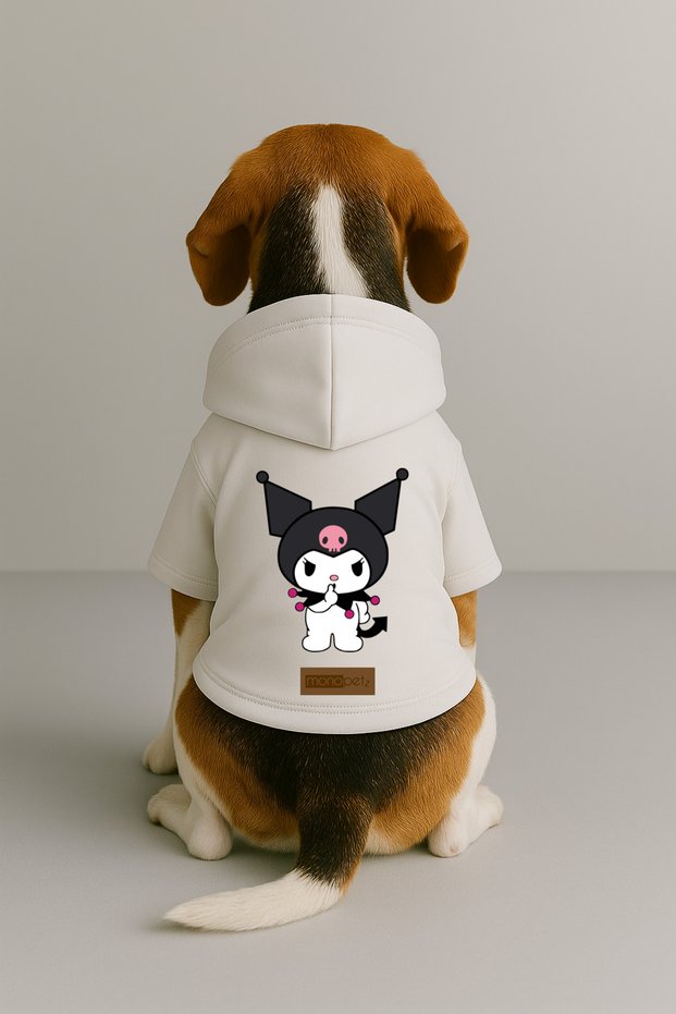 Printed Dog and Cat Clothing & Dress with Fleece Inside - White Color K Hooded Hoodie Bfc9C