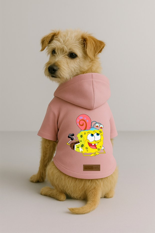 Printed Dog and Cat Outfit & Dress with Fleece Inside - Pink Color K Hooded Hoodie B2239