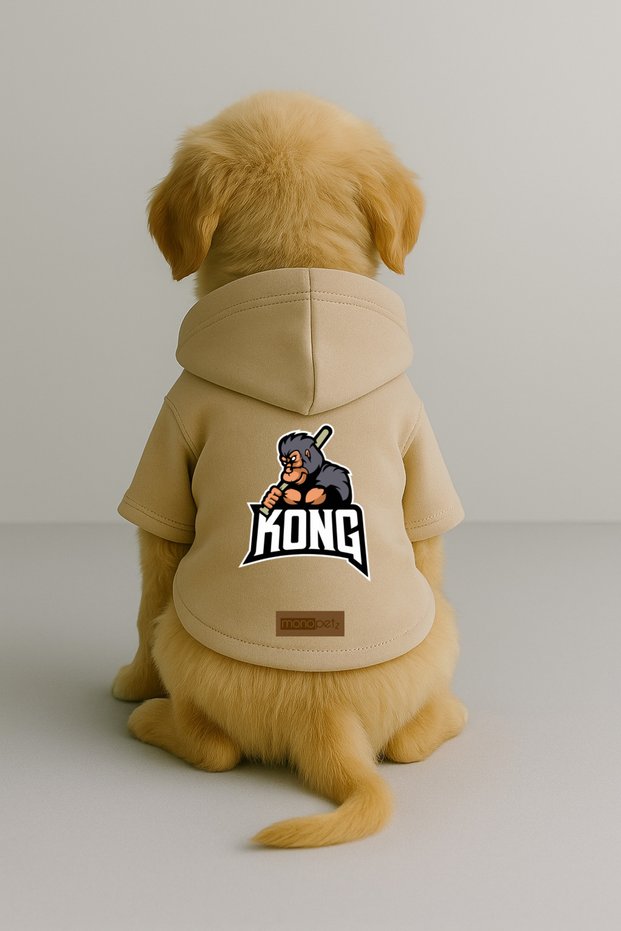 Printed Dog and Cat Clothing & Dress with Fleece Inside - Beige Color K Hooded Hoodie Bccf3