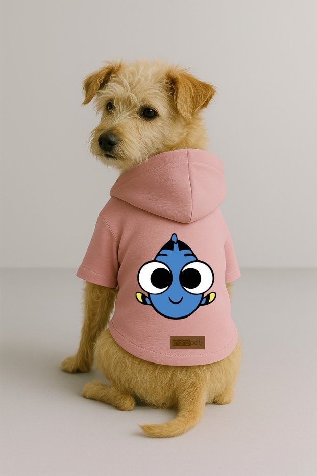 Printed Dog and Cat Clothing & Dress with Fleece Inside - Pink Color K Hooded Hoodie B280F