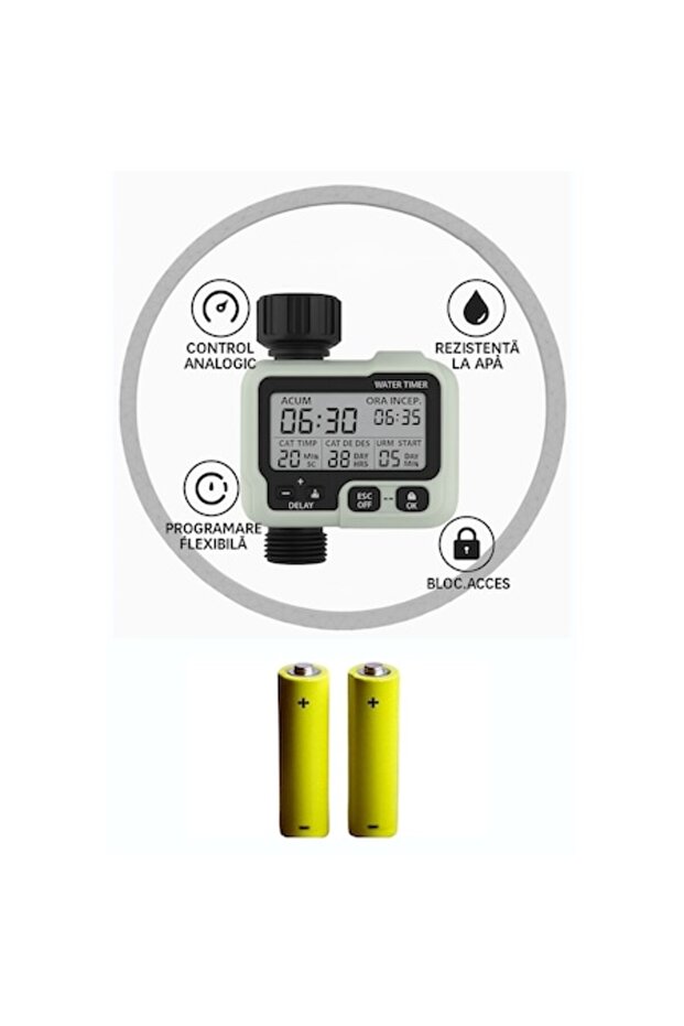 1-Zone Automatic Irrigation Timer - IPX5 Waterproof LCD, Rain Delay, Child Lock - 1