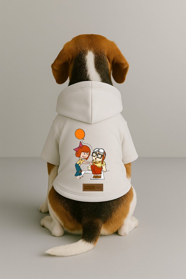 Printed Inside Fleece Dog and Cat Clothing & Dress - White Color K Hooded Hoodie B6862