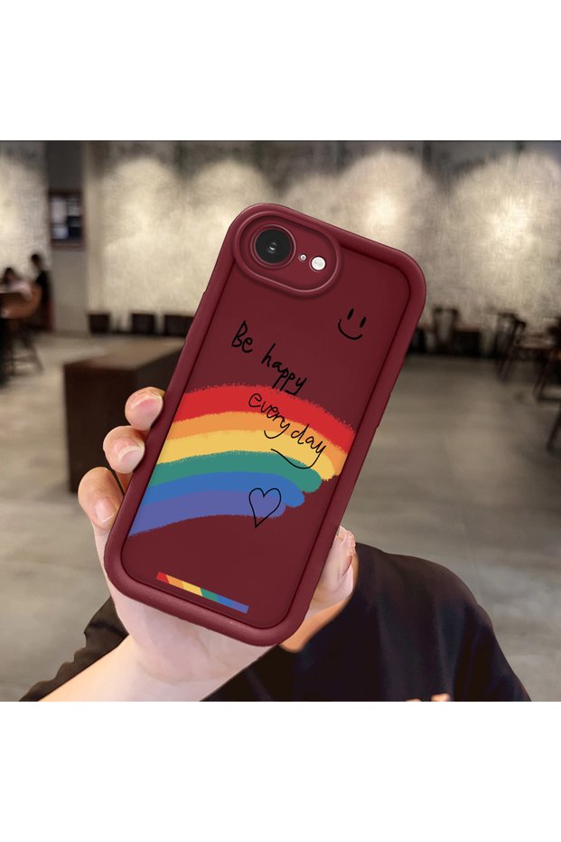 Slim Silicone Phone Case Compatible with iPhone 17E Anti-Fall Smile Pattern