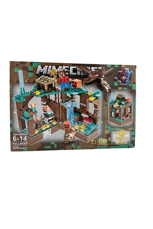 Set de construcții Minecraft cu efecte de iluminare LED, 229 de piese