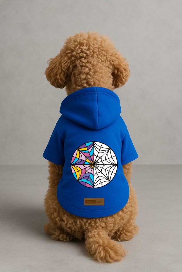 Printed Inside Fleece Dog and Cat Clothing & Dress - Blue Color K Hooded Hoodie Bab02