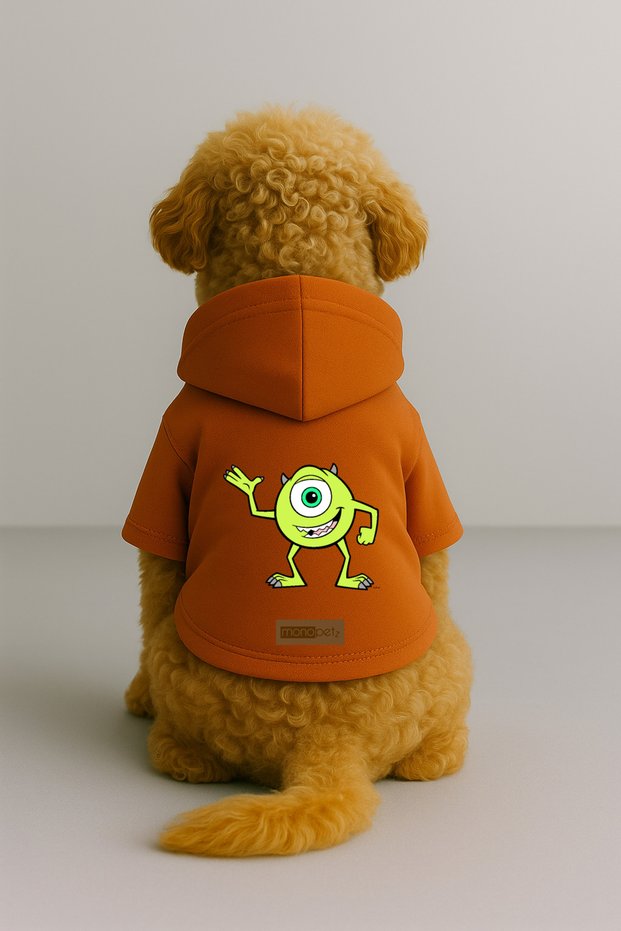 Printed Dog and Cat Clothing & Dress with Fleece Inside - Orange Color K Hooded Hoodie B7618