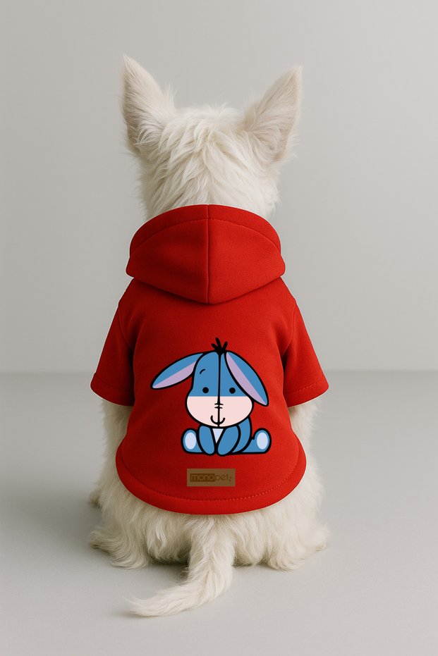 Printed Inside Fleece Dog and Cat Clothing & Dress - Red Color K Hooded Hoodie Bf963