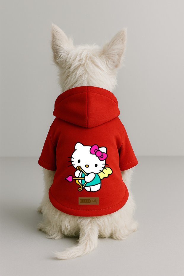 Printed Dog and Cat Clothing & Dress with Fleece Inside - Red Color K Hooded Hoodie B8228