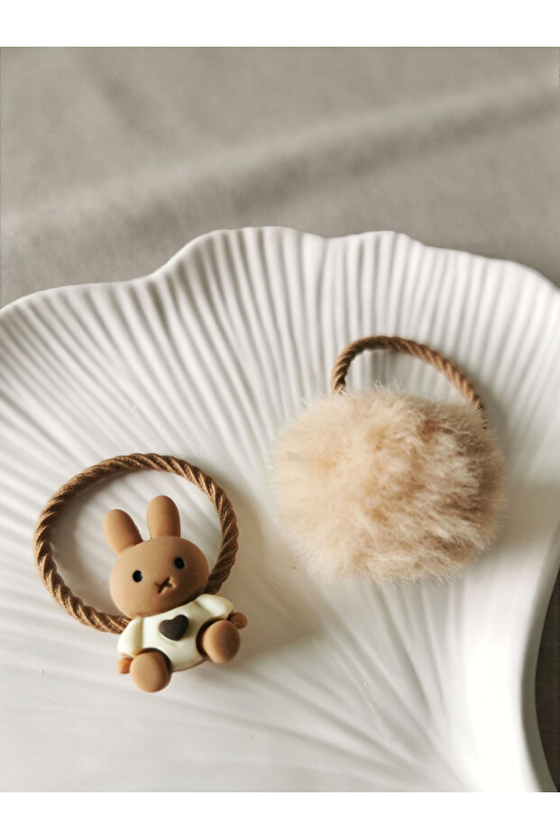 Brown Bunny & Pompom Elastic Buckle for Kids