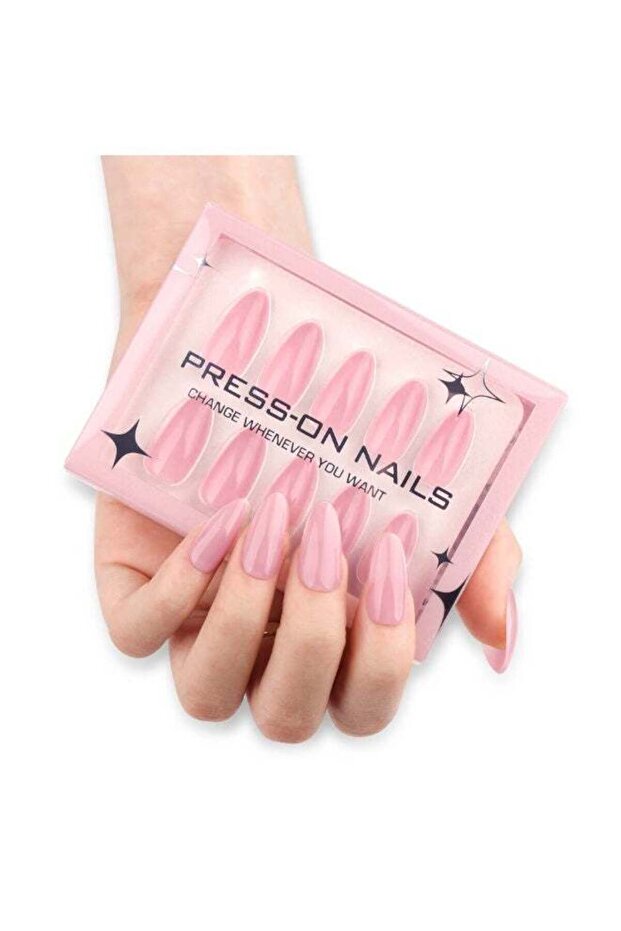 30 Pcs Press-On Nails with Glue, Nail File & Cuticle Pusher