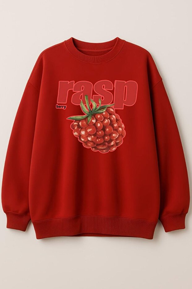 Red Unisex Women Men Dtf Printed Oversized Sweatshirt