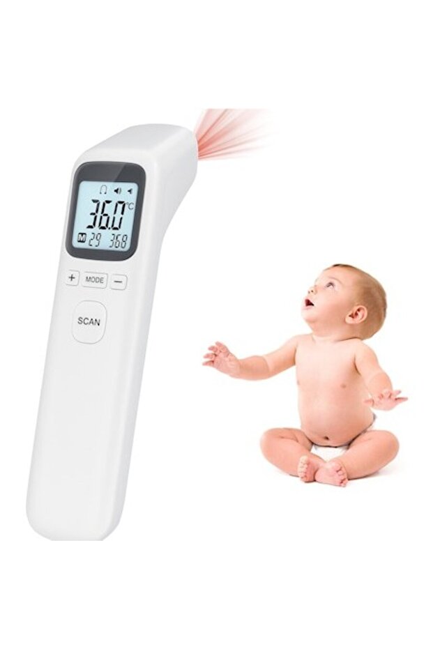 Digital Infrared Thermometer, Non-Contact, LCD, Forehead/Object/Liquid, 32‑reading Memory - 1