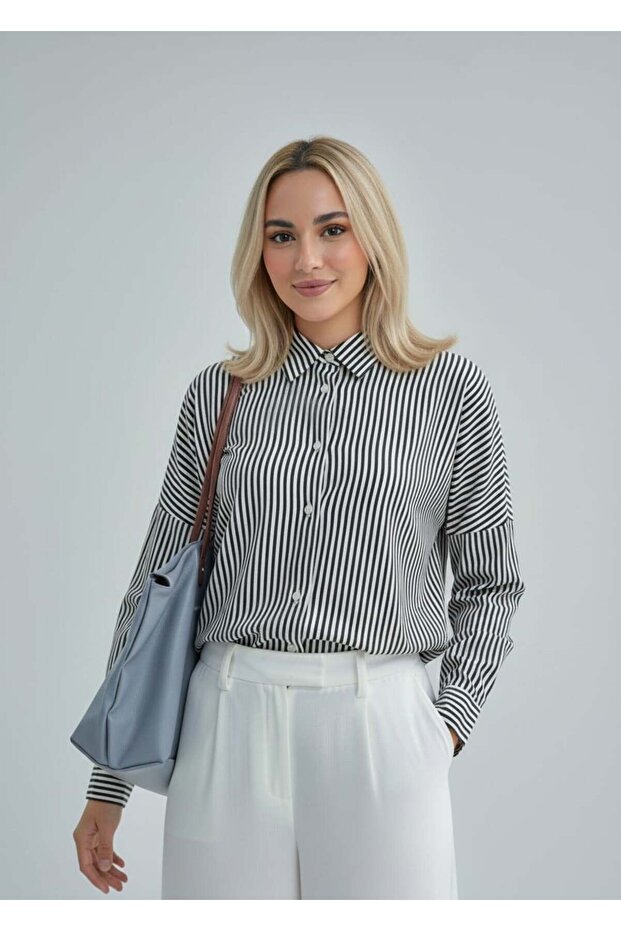 Kadın Oversize Uzun Basic Gömlek - 2