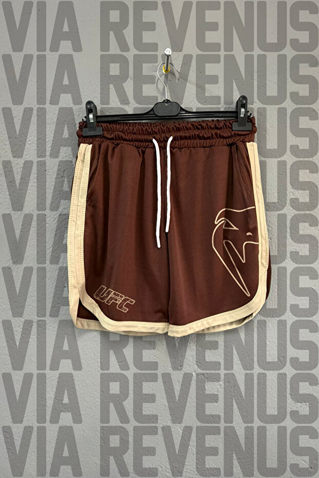 Ufc Printed Special Jersey Training Shorts with Piping Detail