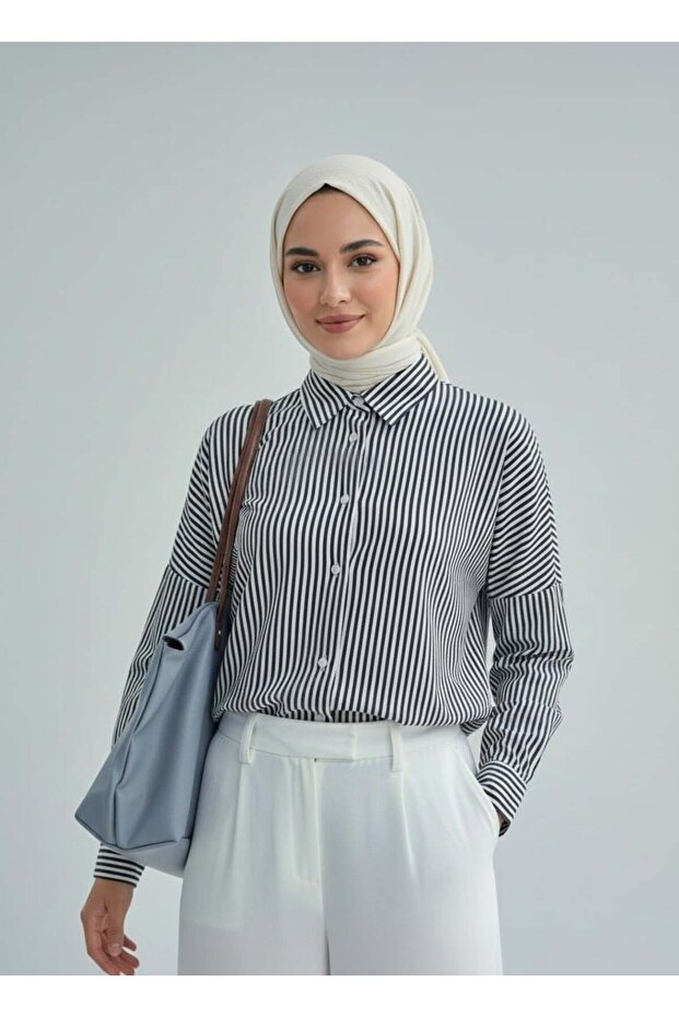 Kadın Oversize Uzun Basic Gömlek - 1