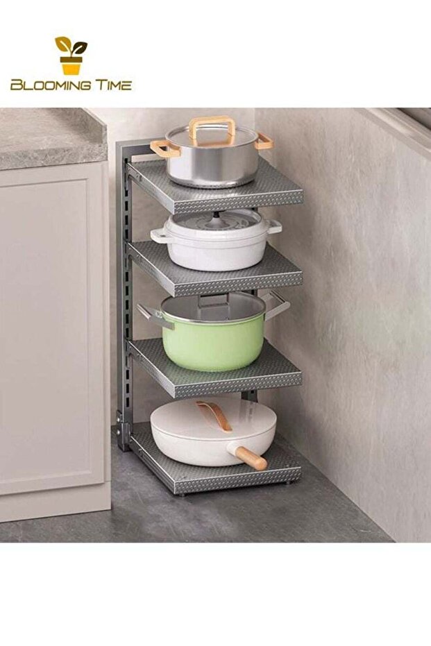 رف تخزين مطبخ متعدد الطبقات أحادي الجانب - أسود - 1