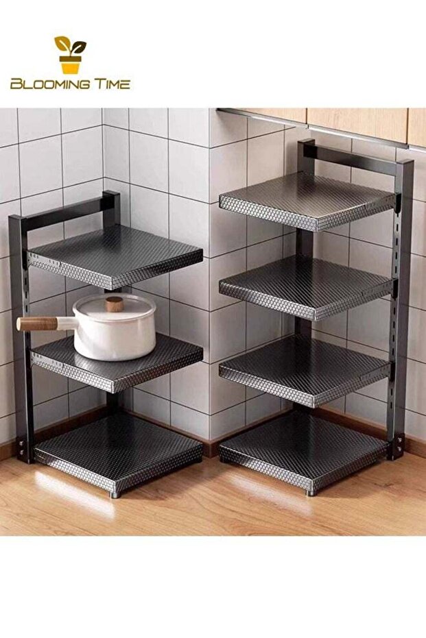 رف تخزين مطبخ متعدد الطبقات أحادي الجانب - أسود - 3