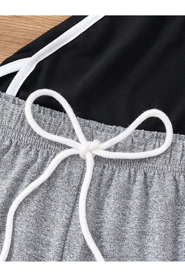 2'li Kadın Biyeli Penye Mini Şort - 3