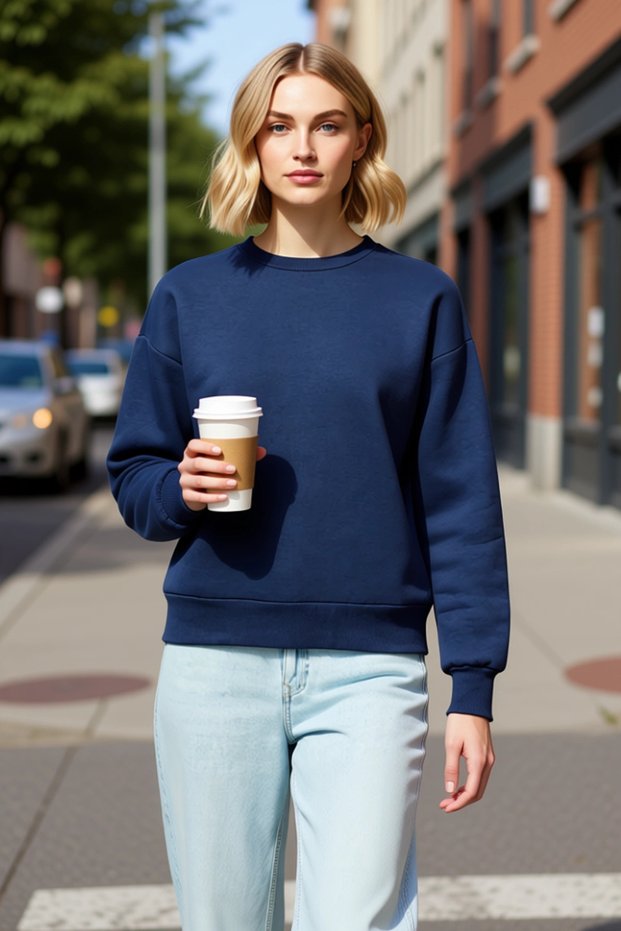 Women's Crew Neck Low Sleeve Oversized Thick Knitted Sweatshirt Functional Durable Aesthetic