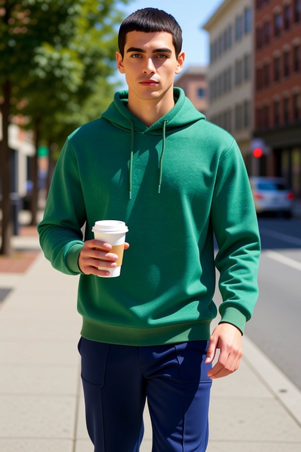 Men's Hooded Standard Sleeve Regular Fit 3 Thread Combed Cotton Sh Fleece-Lined Sweatshirt Functional Stylish