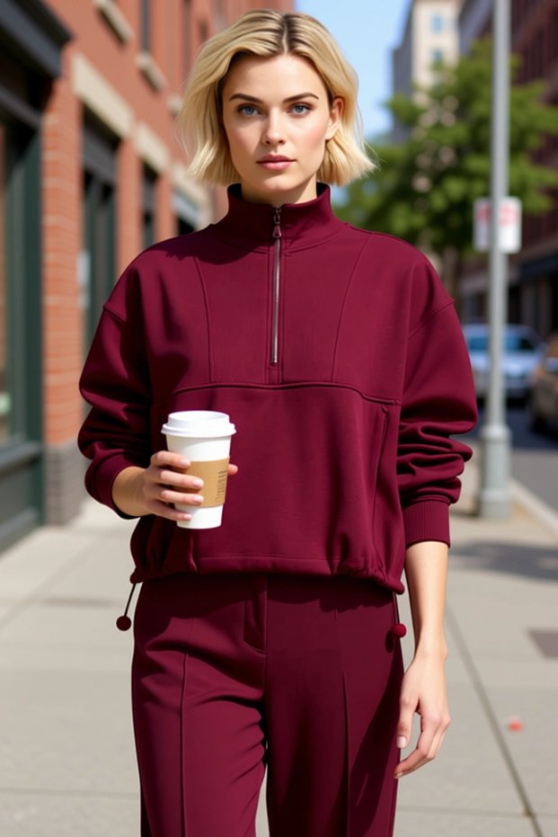 Women's High Collar Standard Sleeve Brushed Scuba Sweatshirt Functional Durable Quality Stylish