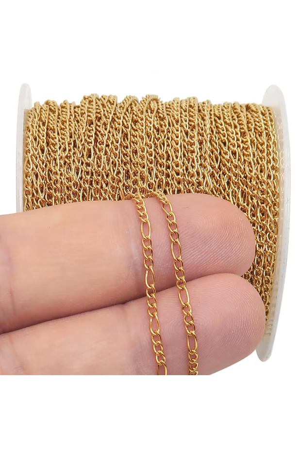 1.2 mm Figaro Model 3+1 Gold Plated Necklace Bracelet Making 1 Meter Chain