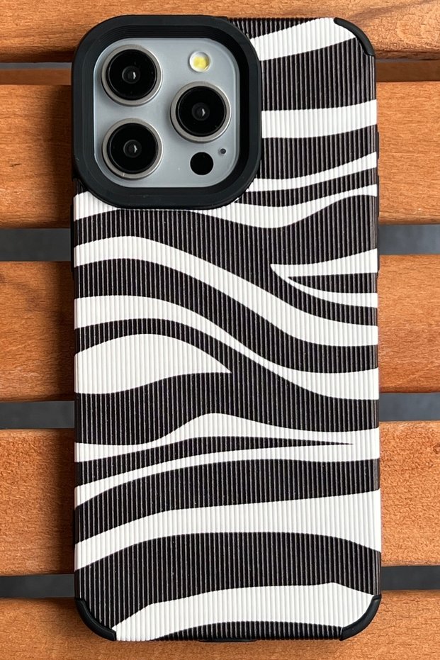 iPhone 15 Pro Max - Zebra Pattern Case Velvet Texture Non-Removable Printed Cover - Camera Protruding