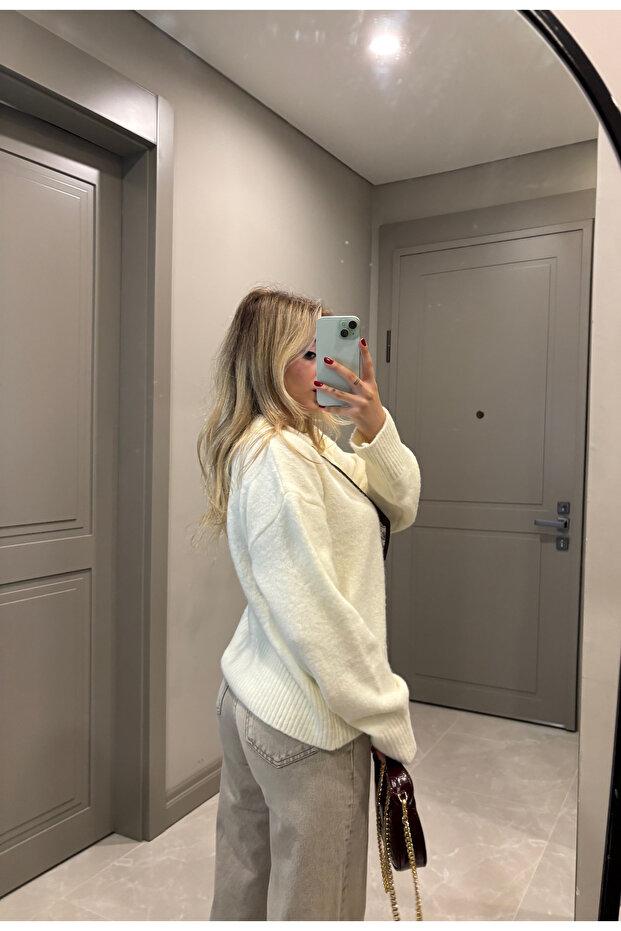 Fularlı Şık Triko Kazak - 6