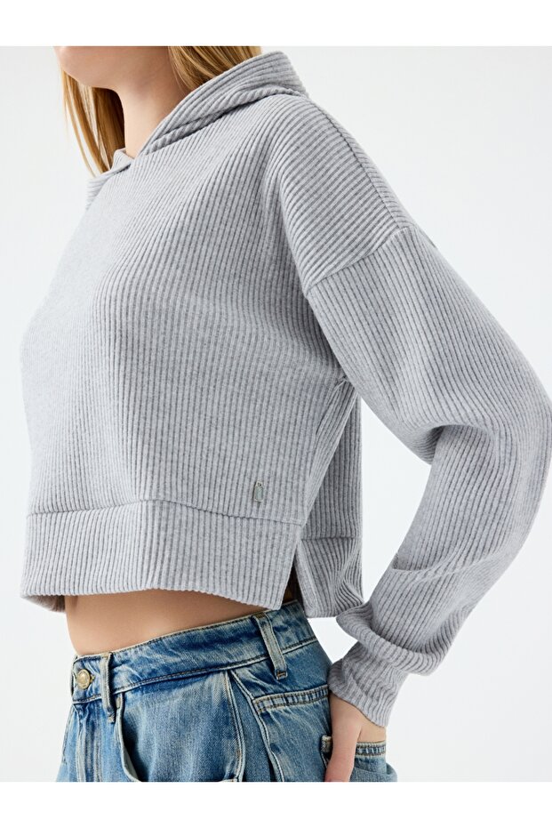 Long Crop Kadın Sweatshirt - 4