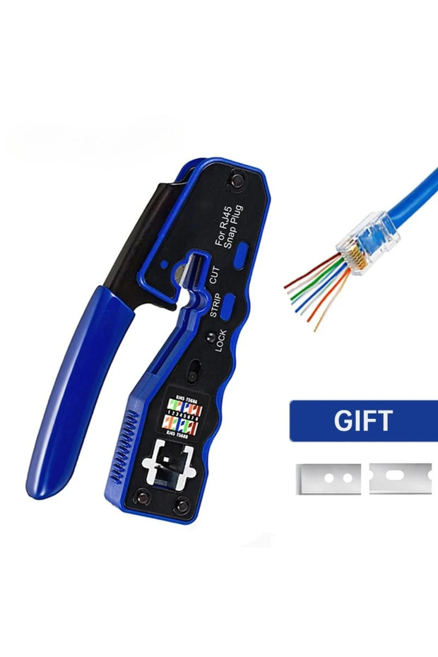 أداة العقص RJ45 تمر عبر أداة العقص لـ Cat6a Cat6 Cat5 8P8C موصل معياري Ethernet A...