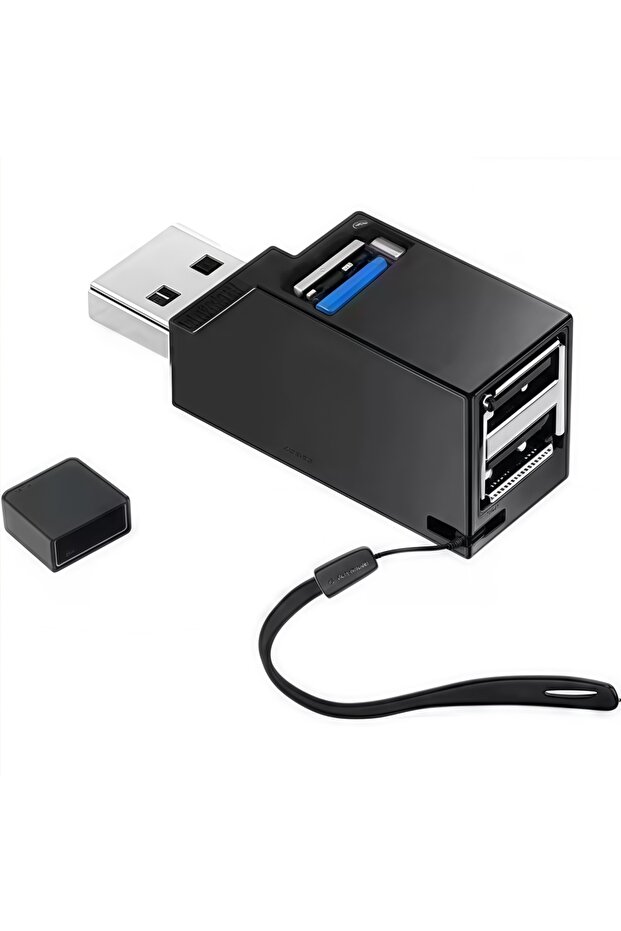 محول USB 3.0 Hub أسود بأربعة منافذ - نقل بيانات عالي السرعة (5 جيجابت في الثانية) لأجهزة الكمبيوتر الشخصية/الكمبيوتر المحمول/ماك - USB صغير الحجم