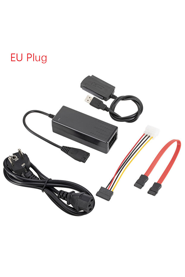 كابل محول SATA إلى USB 2 SATA IDE من الاتحاد الأوروبي، محول PATA IDE إلى USB لمحركات الأقراص الصلبة SSD مقاس 2.5 بوصة و3.5 بوصة مع تيار متردد