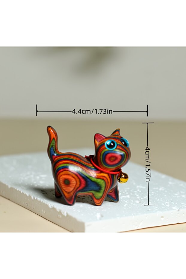 1pc curious Handcrafted Wooden Cat Figurine Charming Big Eyed Kitty Creative Carved Collectible Vers