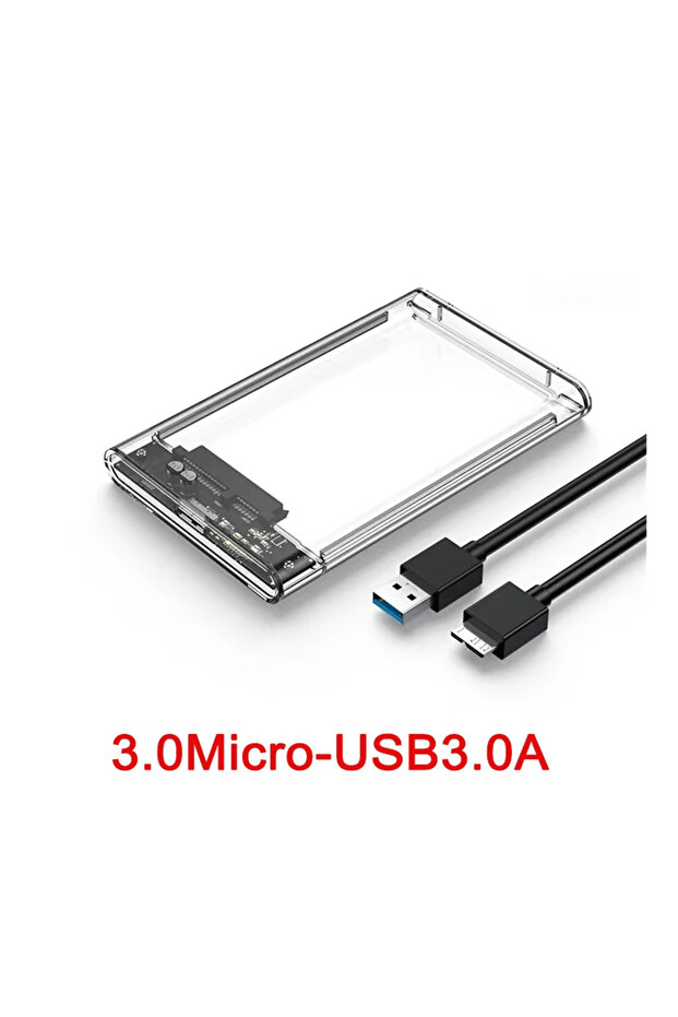 علبة قرص صلب شفافة مقاس 2.5 بوصة مزودة بمنفذ SATA إلى USB 3.0، غير معروضة