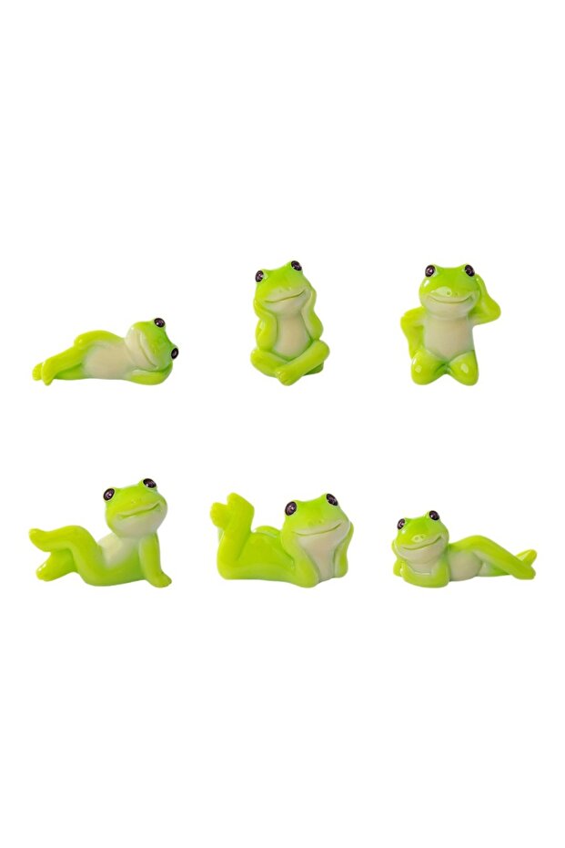 QWXBK-6PCS Creative Cartoon, Funny Frog Doll, Micro Landscape Accessories, Resin Crafts, Car Desktop