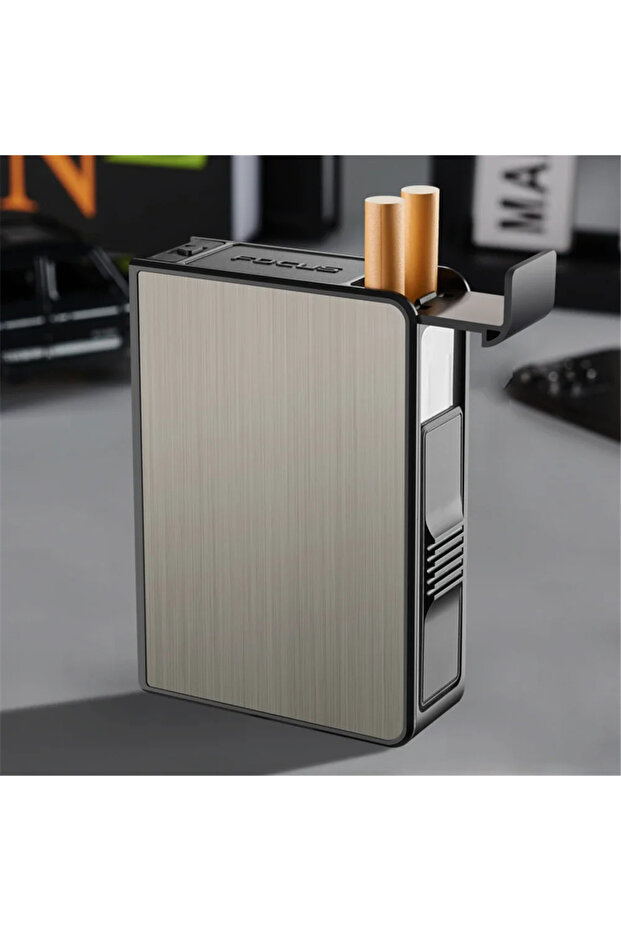 black Automatic Cigarette Dispenser Case - Portable 20 Capacity Waterproof Metal Box, Leak-Proof Tob