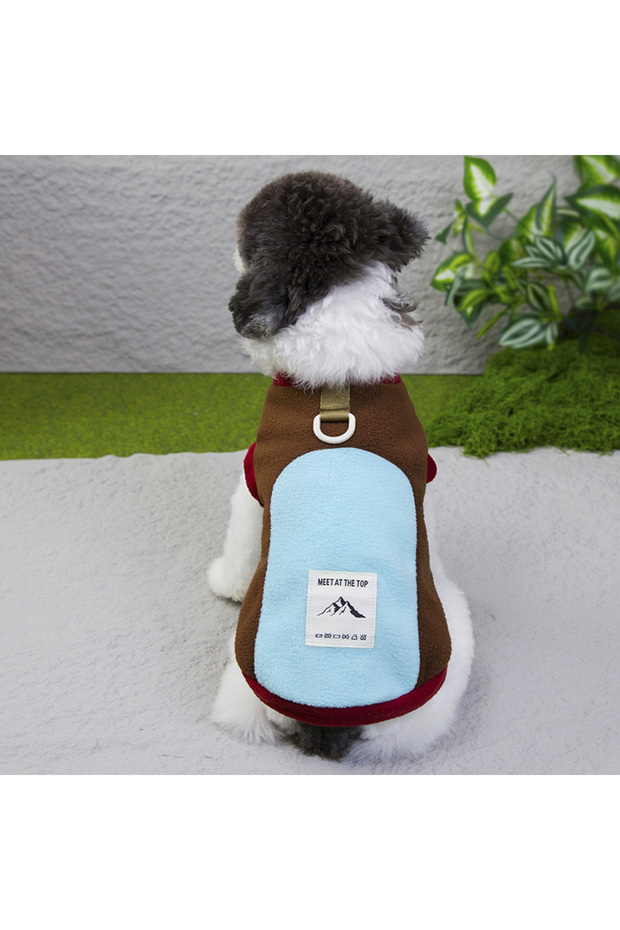 S Brown Winter Warm Pet Dog Coat with D-Ring Fleece Dog Clothes for Small Medium Dogs Puppy Clothes