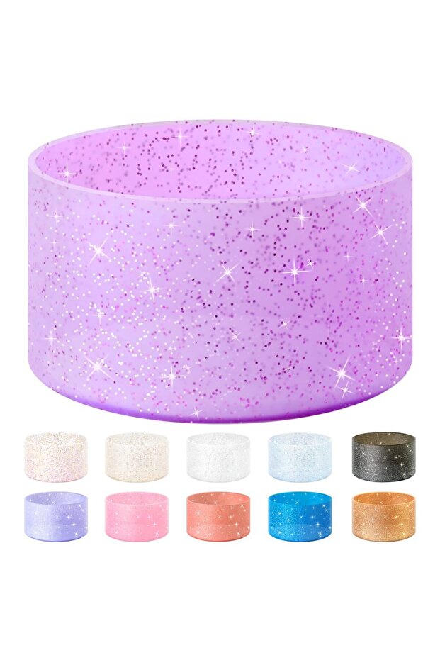 purple Glitter Silicone Boot Bottom Sleeve Cup for Stanley 12-24oz Bling Water Bottle Bottom Sleeve