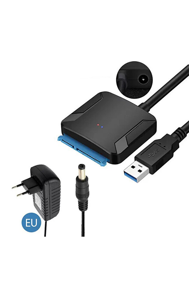 كابل محول SATA إلى USB 3.0 بمقبس الاتحاد الأوروبي لمحول محرك الأقراص الصلبة SSD HDD SATA III مقاس 3.5/2.5 بوصة
