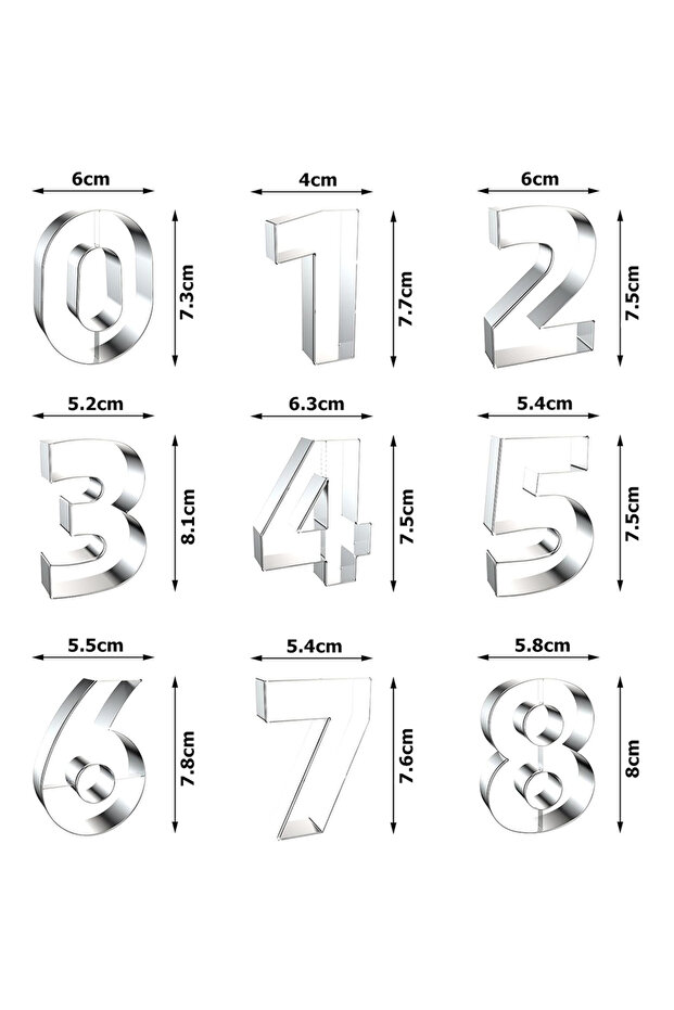 Silver 9PCS Number Cookie Cutters Set Birthday Numbers 0-8 Stainless Steel Cookie Cutters Shapes DIY