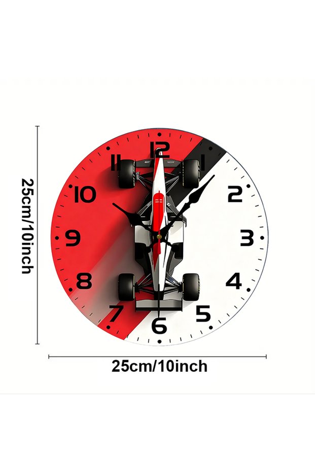 10 inch GZ-WYT09110017 F1 Car Design Wooden Round Silent Hanging Wall Clock, Suitable For Living Roo