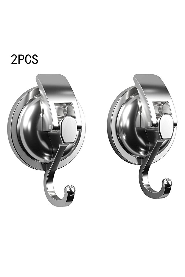 silver 2pcs 1PC Suction Cup Hook Silver Chrome-Plated Polished Suction Cup Hooks Easy to Install and