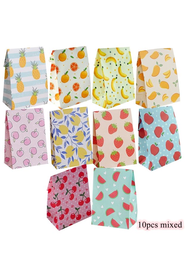 12x7.5x23cm 10pcs mixed 10PCS Summer Fruits Candy Gift Bags Pineapple Strawberry Packaging Gifts Bag